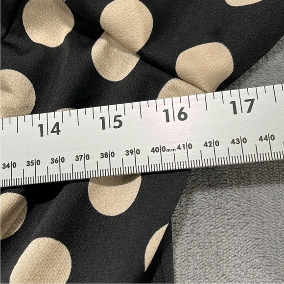 Mac Duggal 26572 Polka Dot Maxi Dress Size 6 Puff Sleeve Slit Gown Black - Picture 4 of 10